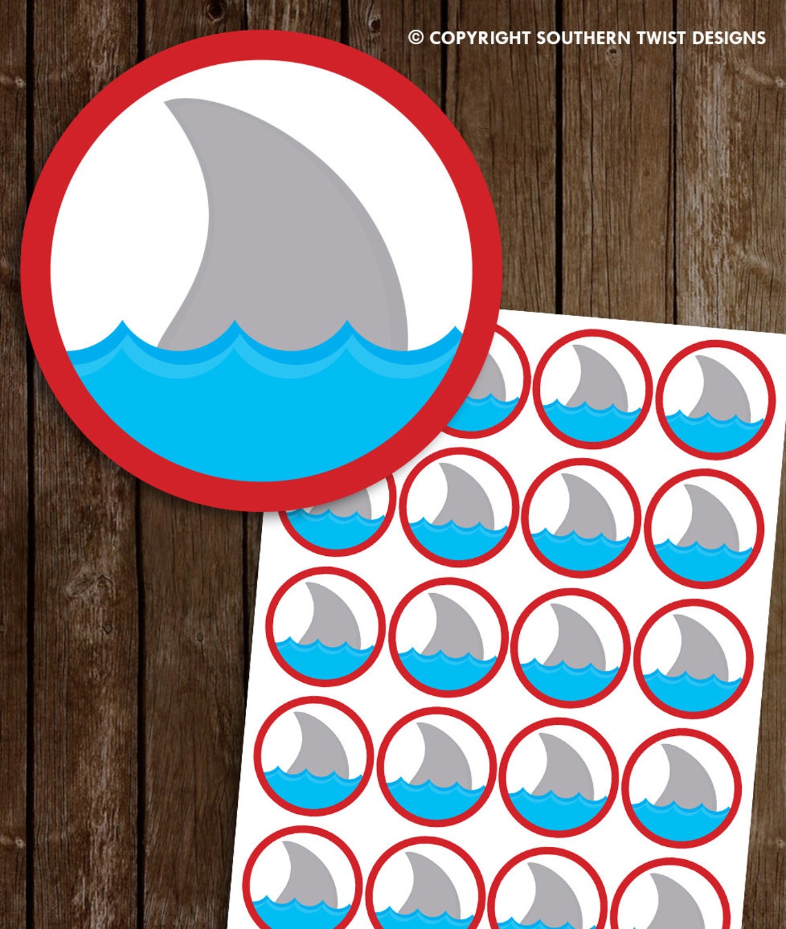 Printable Shark Fin Cupcake Topper Jaws Birthday Party | Etsy