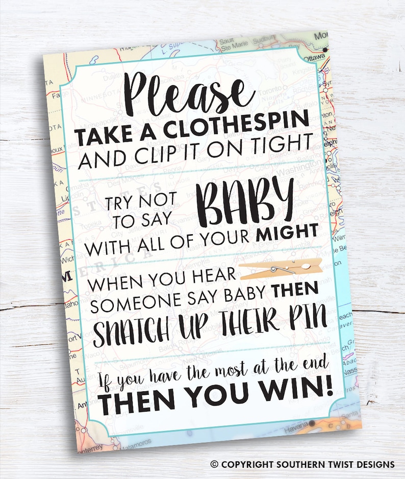 Travel Baby Shower Game Clothespin Game for Baby Shower Game Etsy