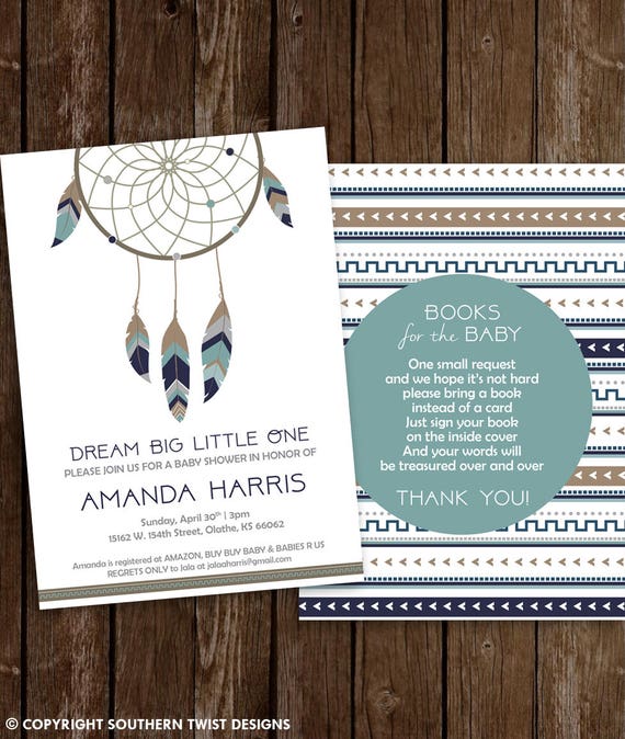 Bohemian Baby Shower Invitation Boy Boho Chic Tribal Invite Native American