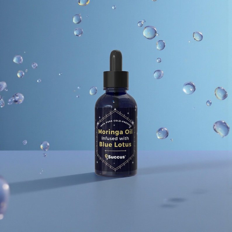 Cold Pressed Moringa Oil Infused with Blue Lotus image 1