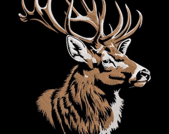 Stag Deer Head Embroidery Design, Realistic Buck Machine File, Woodland Antler Pattern, Deer Silhouette Decor, Instant Download
