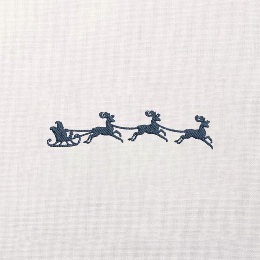 Reindeer Sleigh Embroidery Design Border, Single Color Holiday Motif ...
