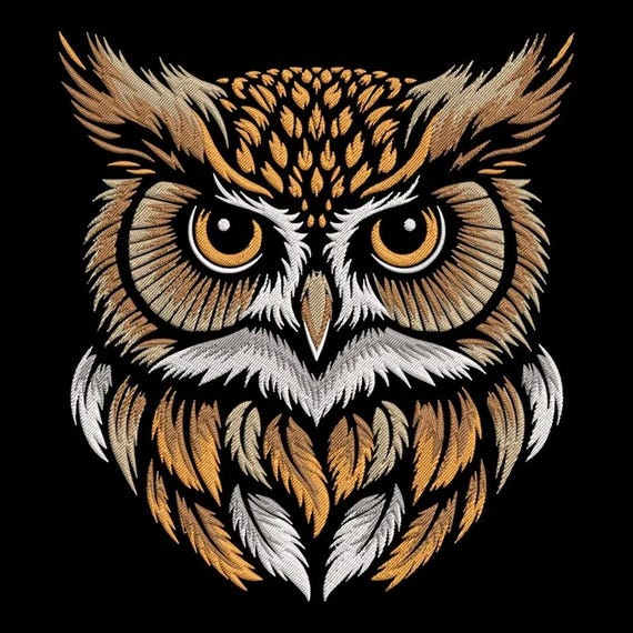 Majestic Owl Embroidery Design, Detailed Bird Embroidery Pattern, Wild Animal Machine Embroidery File, Nature Boho Embroidery Art
