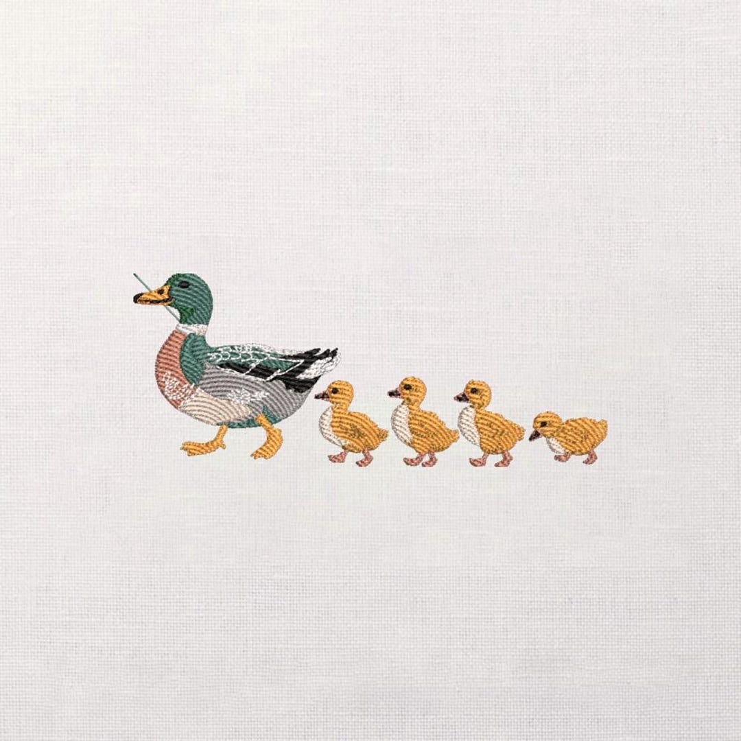 Duck Family Embroidery Design Border, Mallard With Ducklings, Wildlife ...