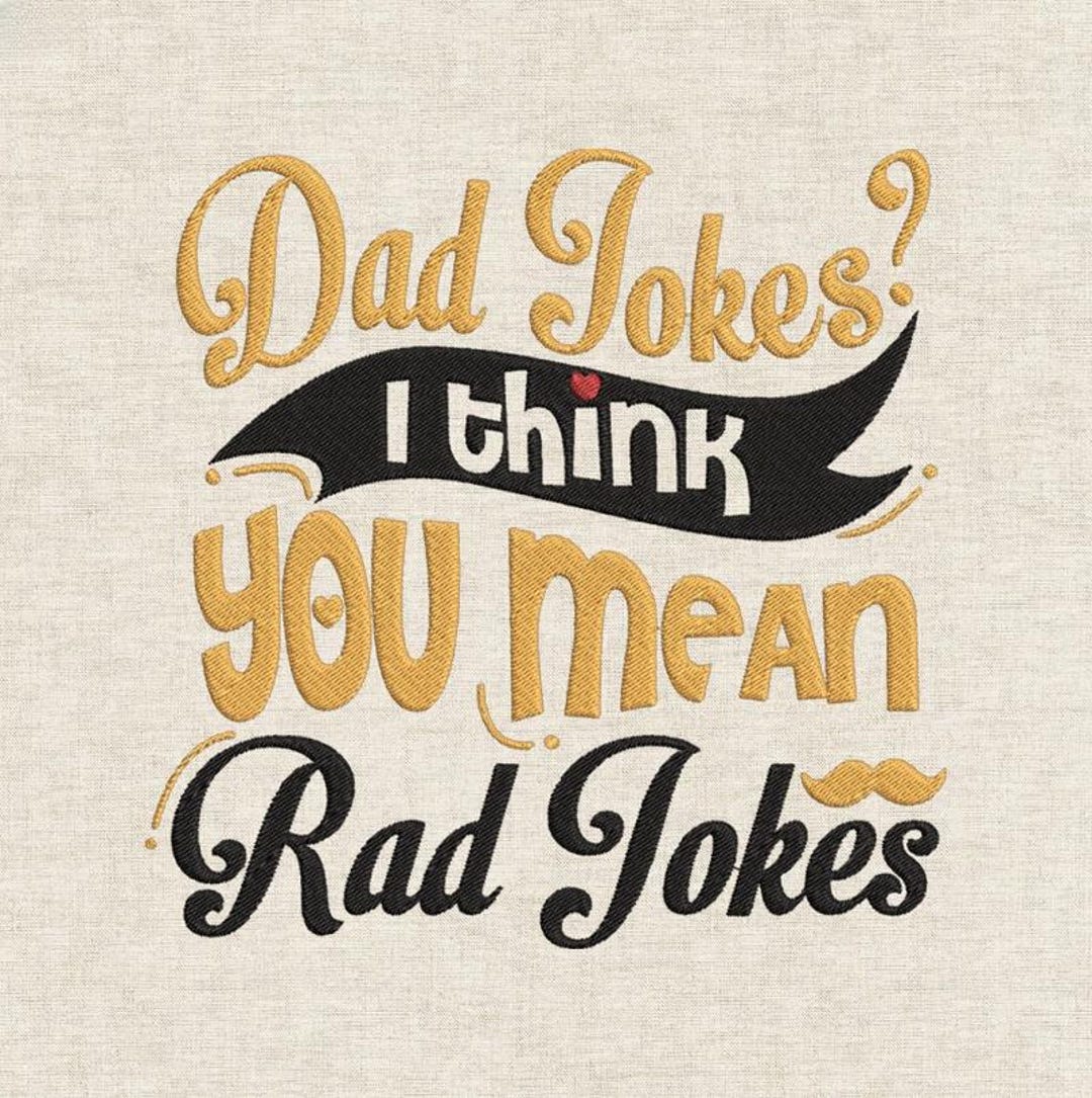 Dad Jokes Quote Embroidery Design, Funny Father Saying, Bold Script ...