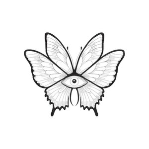 Mystic Eye Butterfly Embroidery Design, Gothic Insect Line Art, Occult Wing Motif, Machine Stitch Pattern