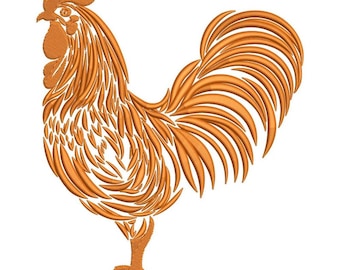 Rooster Embroidery Design, Stylized Animal Machine Embroidery File, Farm Bird Applique, Decorative Stitch Pattern