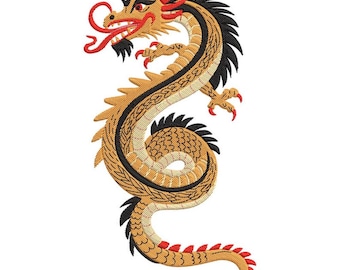 Chinese Dragon Embroidery Design, Mythical Creature Machine Embroidery File, Fantasy Dragon Patch, Oriental Dragon Art