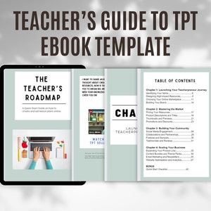 Teachers Pay Teachers, Teacher’s Guide to TPT Template, Teacher’s Guide eBook Template, Teacher Guide eBook Canva Template, Digital Download