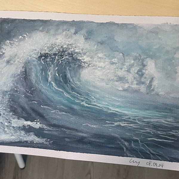 Pittura ad acquerello personalizzata sull'oceano (A4)