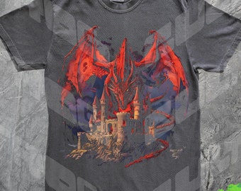 90s Dragon Vintage Style Graphic T-shirt, Retro Medieval Y2k Shirt, Dreamy Abstract Dark Art, Dragon Lovers Gift Tee, Baggy, Fairy Core, Emo