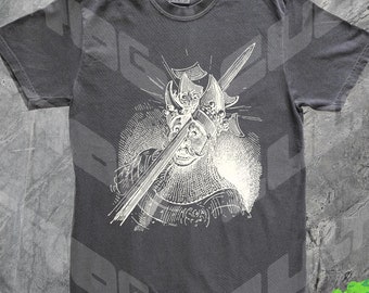 Vintage 90s Style Medieval Knight T-shirt, Dreamy Dark Art Tee, Goth Emo, Baggy, Retro, Grimdark, Gift For Him, Funny Shirt, cursed, Devil