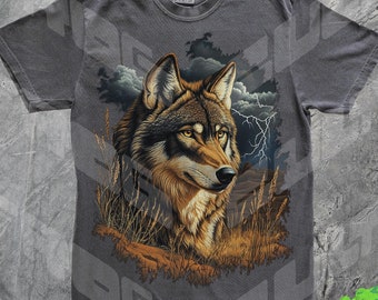 Jaren 90 Alpha Wolf grafisch T-shirt, Wolf Lovers Retro Y2k-T-shirt, Nature Plains-shirt jaren 2000, hond, pumpcover, oversized wijd T-shirt, cadeau voor hem, Iowa