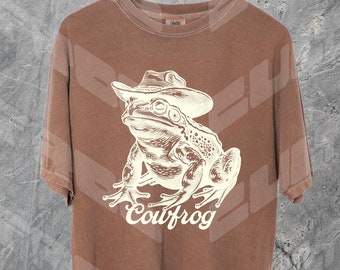 Retro shirt cowboykikker, comfortkleuren, cowfrog, grappige western rodeo-t-shirt, vintage jaren 90 grafisch T-shirt, losgeslagen, meme-shirt, cadeau cadeau, gen Z