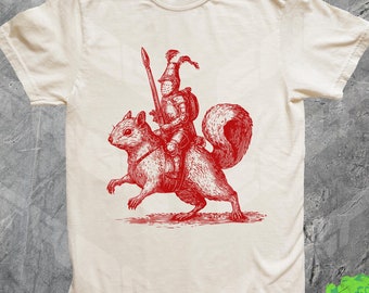 Camiseta gráfica vintage de Squirrel Knight, camiseta meme, tatuaje de los 90, camiseta para amantes de los libros, Y2k, camiseta de arte oscuro, regalo de broma divertido, Cottagecore, Fairy Core