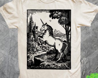 Vintage Unicorn Graphic Shirt, Comfort Colors, 90s Retro Unicorn Tee, Horse, Gift For Her, Cottagecore, Screenprint Art Tshirt, Renaissance