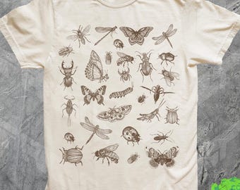 Vintage Bugs Shirt, Comfort Colors, Insect Tee, Bug Lover Gift, Fairycore Tshirt, Cottagecore, Gift For Her, Garden, Butterfly, Ladybug