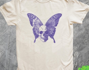 Flying Skull With Butterfly Wings Vintage T Shirt, Retro 90s Tattoo Shirt, Cute Funny Tee, Butterfly Shirt, Y2k Gift, Meme Shirt, Fairy Core