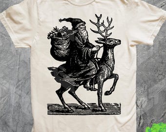 Middeleeuws T-shirt kerstmanrendier, comfortkleuren, kerstmis, retro jaren 90 grafisch T-shirt, grappige kerst, vintage, cadeau voor hem, Fairycore, trui, retro jaren 90 grafisch T-shirt