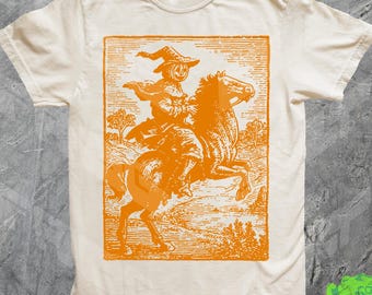 Pumpkin Knight Halloween-shirt, vintage pompoenhoofd, Witchy herfstt-shirt, retro middeleeuws, comfortkleuren, renaissance, occult, ruiter, jaren 90