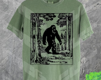 Sasquatch Vintage 90s Graphic Shirt, Bigfoot, Medieval Tee, Gift For Him, Respect Locals, Forest Nature Lover, Funny, Meme Shirt, Cryptid