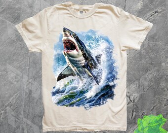 90s Shark Vintage Y2k Style Graphic T-Shirt, Comfort Colors, Shark Tattoo Ocean Shirt, Marine Sea Animal Shirt, Retro Beach Life Surfer Gift