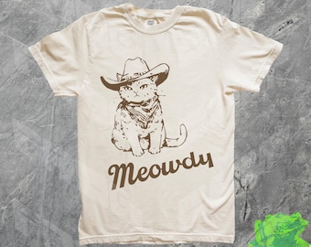 Meowdy Cute Cat Country Western Vintage T-Shirt, Comfort Colors, Retro 90s Cowgirl Rodeo Life Shirt, 2000s Cowboy Ranch Funny Farm Gift