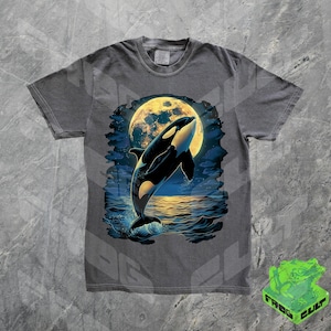 90s Orca Full Moon Vintage Graphic Shirt, Comfort Colors, Sea Animal Tshirt, Retro Ocean Nature Gift Shirt, Sealife, Whale, Dolphin Shirt