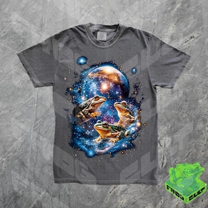 Galaxy Frogs Y2k Shirt, Comfort Colors, Vintage 90s Graphic Tshirt, Funny Frog Gift Tee, Meme Shirt, Frogs In Space, Retro Washed Shirt