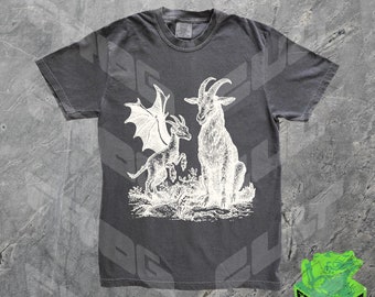 Devil Goat Y2k T-Shirt, Vintage 90s Style Satanic Shirt, Cursed Retro Gothic Shirt, Unisex Adult Grunge Halloween Graphic Tee, Dark Art Gift
