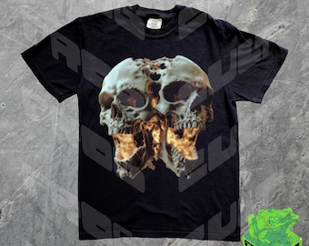 Screaming Skull jaren 90 grafisch shirt, vintage skelet Y2k Goth retro T-shirt, jaren 2000 emo kleding, halftoon smeltende schedel, oversized, donkere kunst cadeau