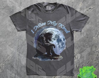 I Miss My Kind Alpha Wolf vintage T-shirt jaren 90, retro meme-T-shirt, emo Silly Animal grafisch shirt, Alpha Wolf-shirt, weerwolfshirt, memeshirt