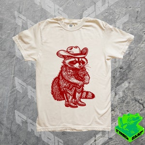 Retro Cowboy Racoon Shirt, Funny Western Trash Panda Tshirt, Vintage 90s Graphic Tee, Weirdcore Meme Clothing, Oversized, Funny Gift Tee