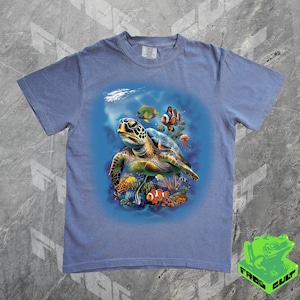 Vintage 90s Graphic Sea Animal Tshirt, Retro Ocean Nature Shirt, Sealife, Ocean, Turtle, Dolphin Shirt, Clownfish, Unisex Adult Tee, Y2k