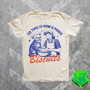 Vintage Cat Baking Shirt, Comfort Colors, Funny 90s Retro Kitty Graphic Tee, Biscuits, Baker Gift Tshirt, Gift For Grandma, Mom, Cat Lover