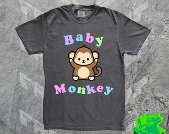 Camiseta divertida de mono bebé, colores cómodos, camiseta gráfica Y2k Kawaii lindo mono pequeño, camiseta de niña, tonta, camisa meme, regalo de mordaza, regalo para ella