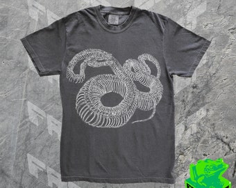 Vintage Snake Skeleton Graphic T Shirt, Snake Lover Gift, Halloween Shirt, Vintage Snake Shirt, Comfort Colors, Baggy Tee, Snake Art