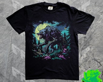 Vintage jaren 90 T-shirt weerwolf, retro meme-T-shirt, grunge, emo grafisch shirt, Alpha Wolf-shirt, Grimdark, Y2k, trainingsshirt, T-shirt tillen