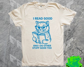 Booklover Cat Reading Shirt, Book Lover Gift tshirt, Bookish tee, Cute Kitty, Cat Lover, Booktok, Kitten Reader Tee, Comfort Colors Unisex