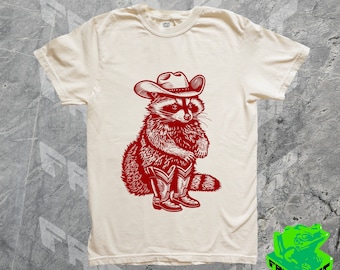 Retro Cowboy Racoon Shirt, Funny Western Trash Panda Tshirt, Vintage 90s Graphic Tee, Weirdcore Meme Clothing, Oversized, Funny Gift Tee