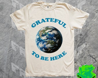 Vintage Gratitude Earth shirt, jaren 70, 60, dankbaar om hier te zijn, positieve vibes tshirt, mentale gezondheid positiviteit T-shirt, retro jaren 90, uniseks ontspannen