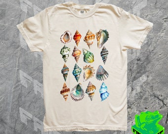 90s Vintage Seashell Tshirt, Ocean Nautical Sea Life Graphic Tee, Coquette Cute Cottagecore Beach Vibes Shirt, Gift For Her Mom Grandma