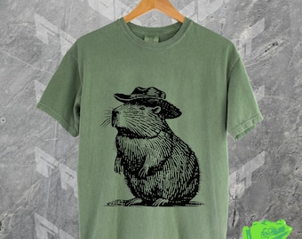Vintage Cowboy Capybara Shirt, Comfort Colors, Funny Cute Animal Tshirt, 90s Rodeo Tee, Country Western, Meme Shirt, Gift For Him, Cowgirl