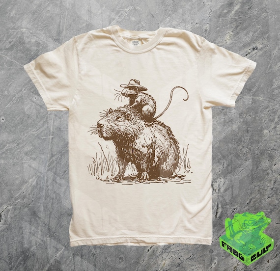Rat Capybara Cowboy Shirt, Comfort Colors, Funny Animals Tshirt, Rat Tee, Capybara, Yeehawtism, Tism, Gag Gift Shirt, Gift For Him, Vintage