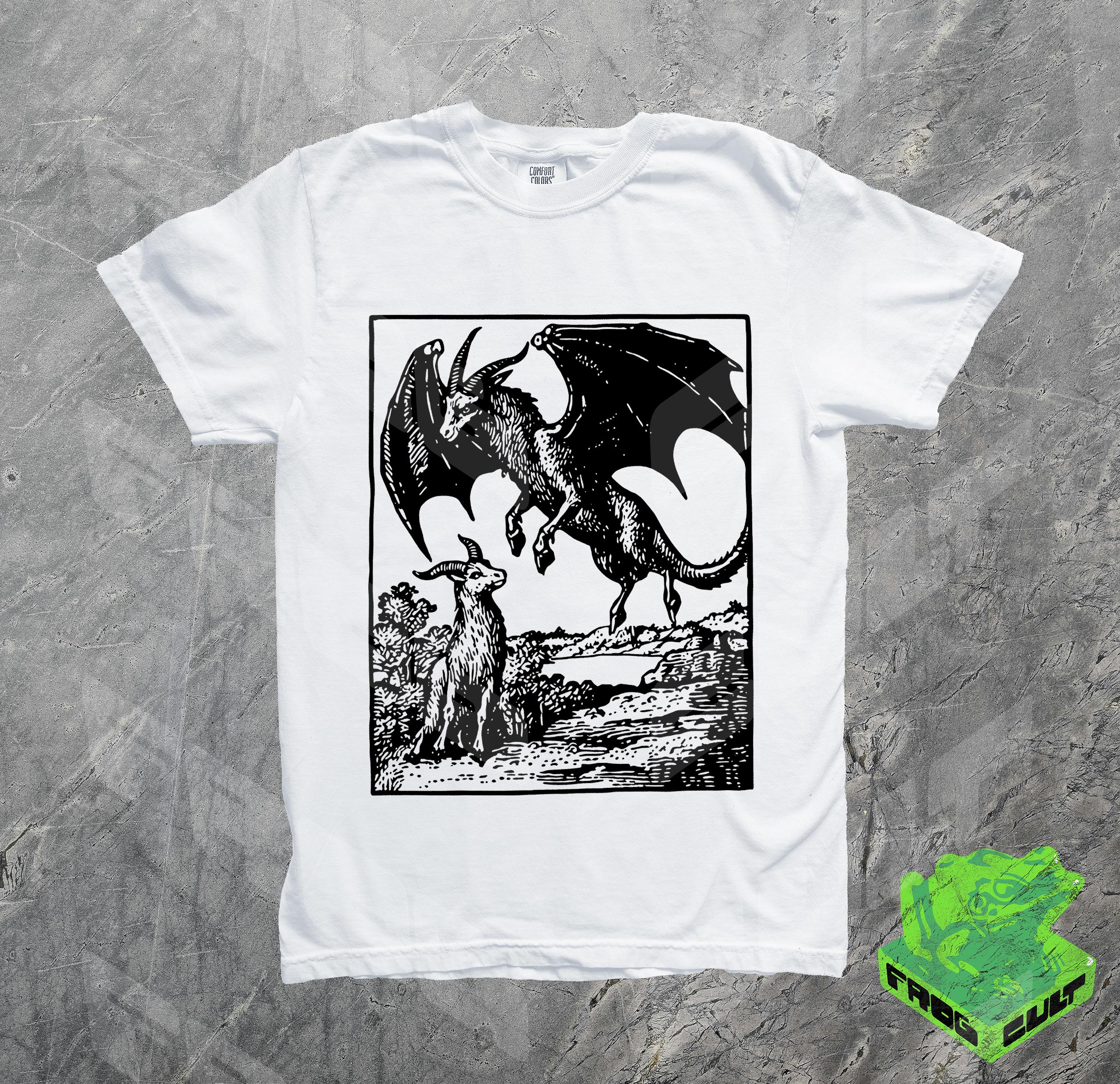 Devil Goat Dragon Vintage Graphic Tshirt, Retro Creepy 90s Washed
