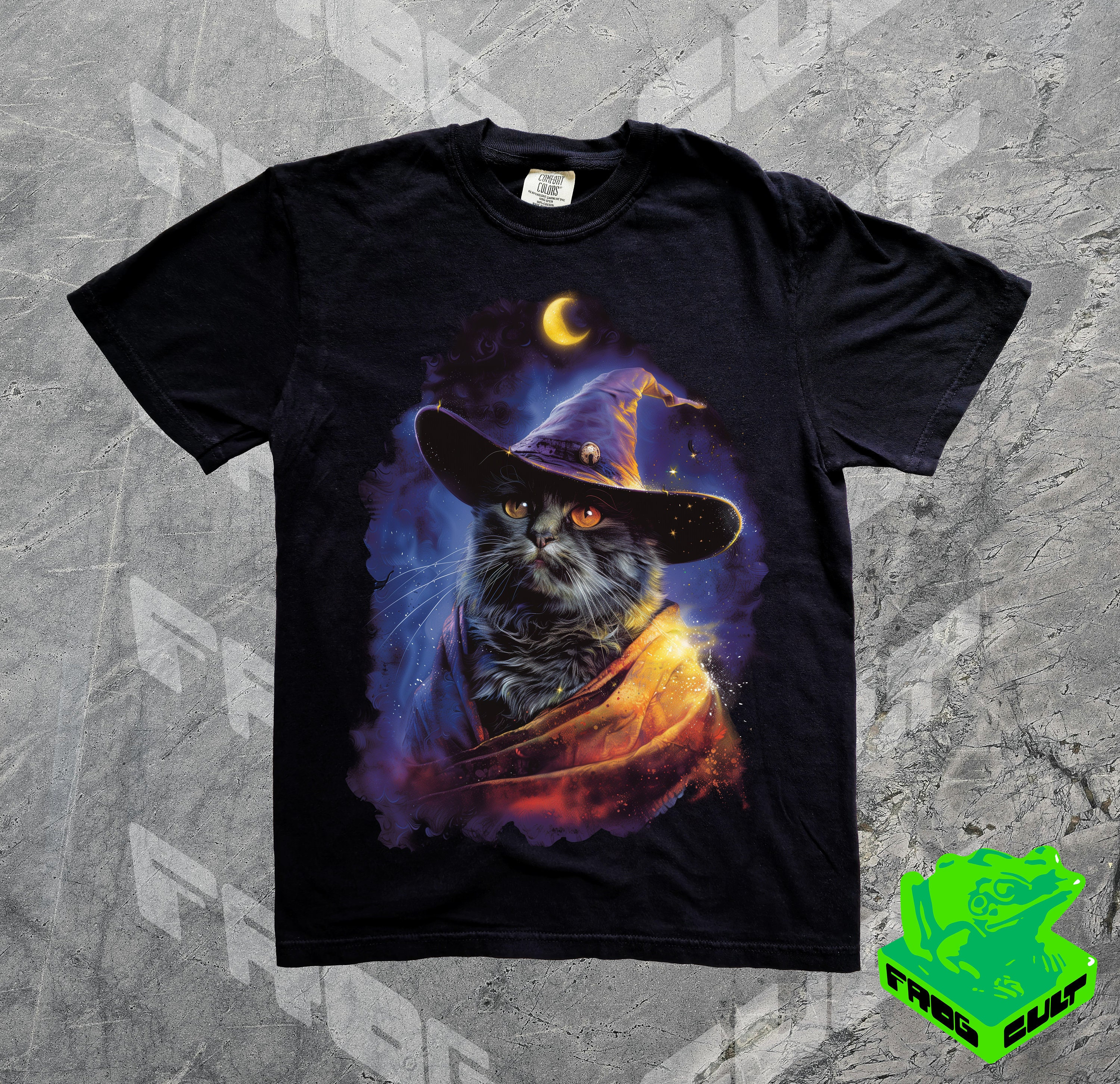 90s Cat Wizard Graphic Tshirt, Vintage Fantasy Wizard Shirt, Funny