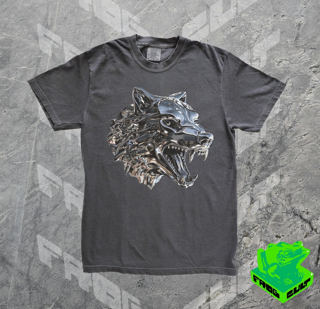 90s Y2k Wolf Shirt, Comfort Colors, Alpha Chrome Werewolf