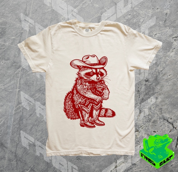 Retro Cowboy Racoon Shirt, Funny Western Trash Panda Tshirt, Vintage 90s Graphic Tee, Weirdcore Meme Clothing, Oversized, Funny Gift Tee