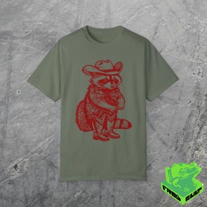 Retro Cowboy Racoon Shirt, Funny Western Trash Panda Tshirt, Vintage 90s Graphic Tee, Weirdcore Meme Clothing, Oversized, Funny Gift Tee image 4