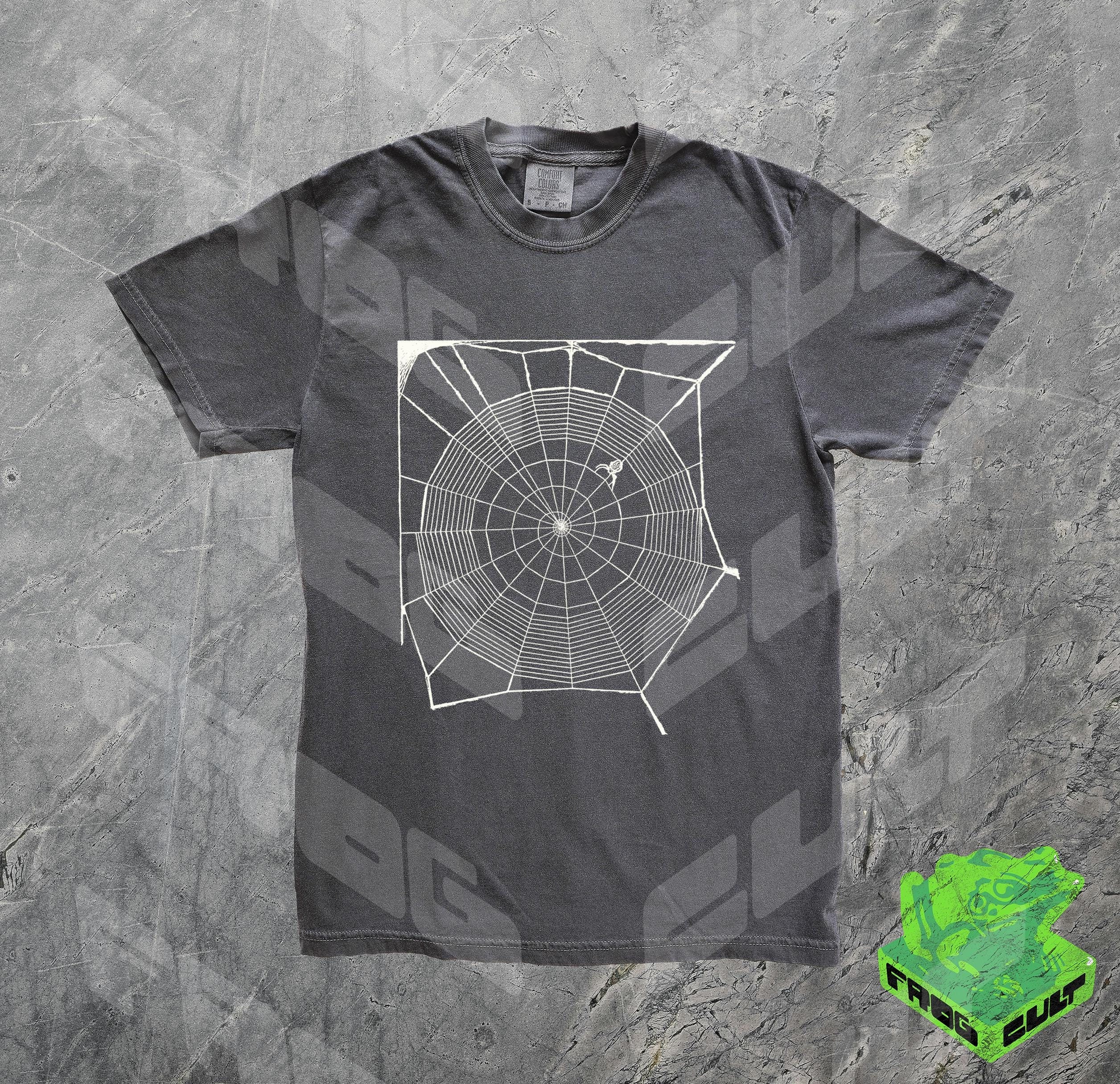 Spider Web Y2k Graphic T-shirt, Vintage 90s Style, Washed Retro